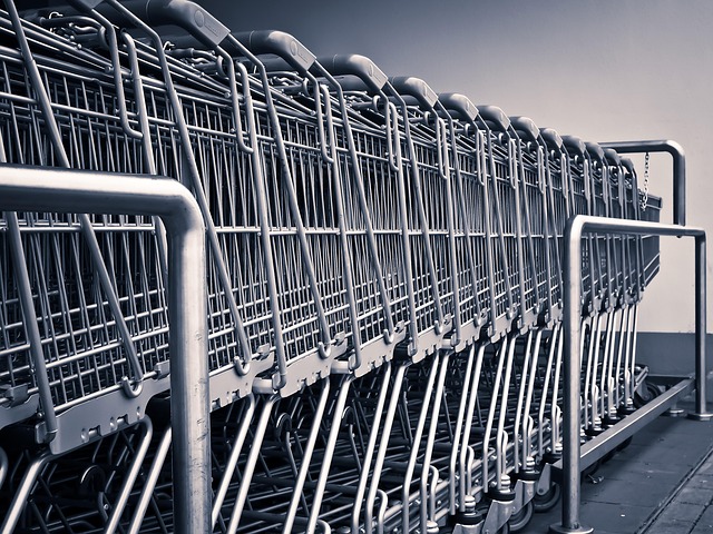 A row of shopping carts.